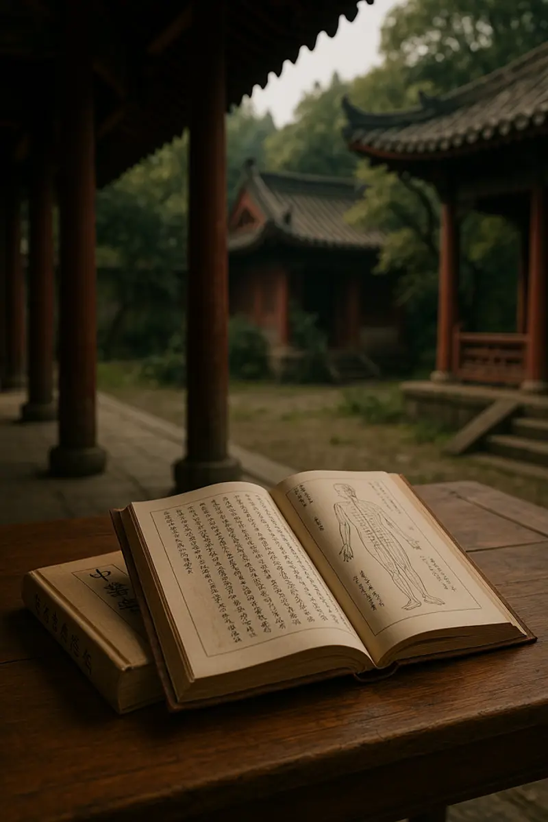 Visual representation of Traditional Chinese Medicine knowledge resources including herb diagrams and meridian charts